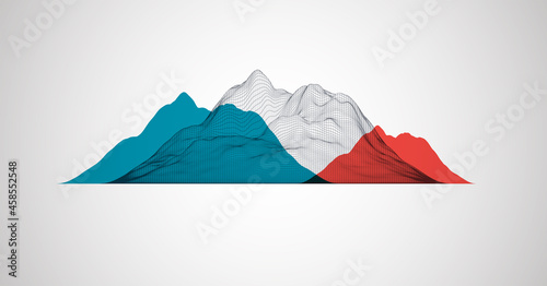 Abstract wireframe mountain background. Modern science or technology art elements. Surface illustration. Vector.