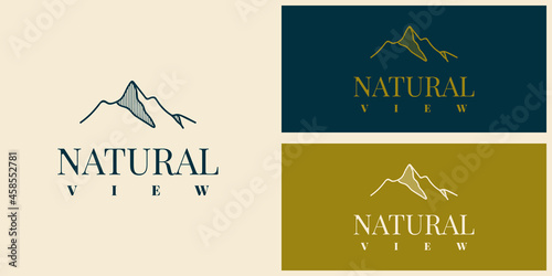 Natural view mountain logo illustration template design