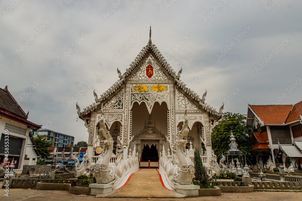 Lampang, Thailand - Sep 04, 2020 : The Beautiful of Wat Chiang Rai. Temple Chiang Rai, Lampang District, Lampang Province, Selective focus.