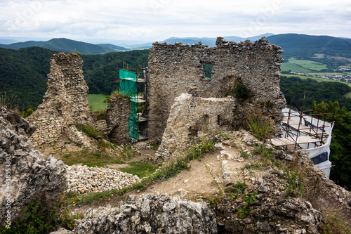 Jasenov Castle Slovakia near the town of Humenné. View of objekts and ruins that are being reconstructed for a tourist attraction with beautiful surroundings and nature photo