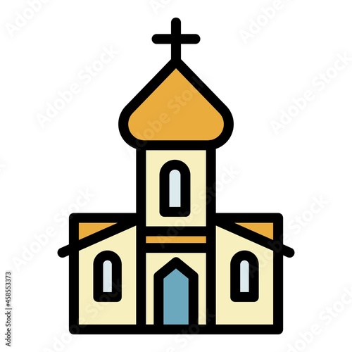 Orthodox church icon. Outline orthodox church vector icon color flat isolated