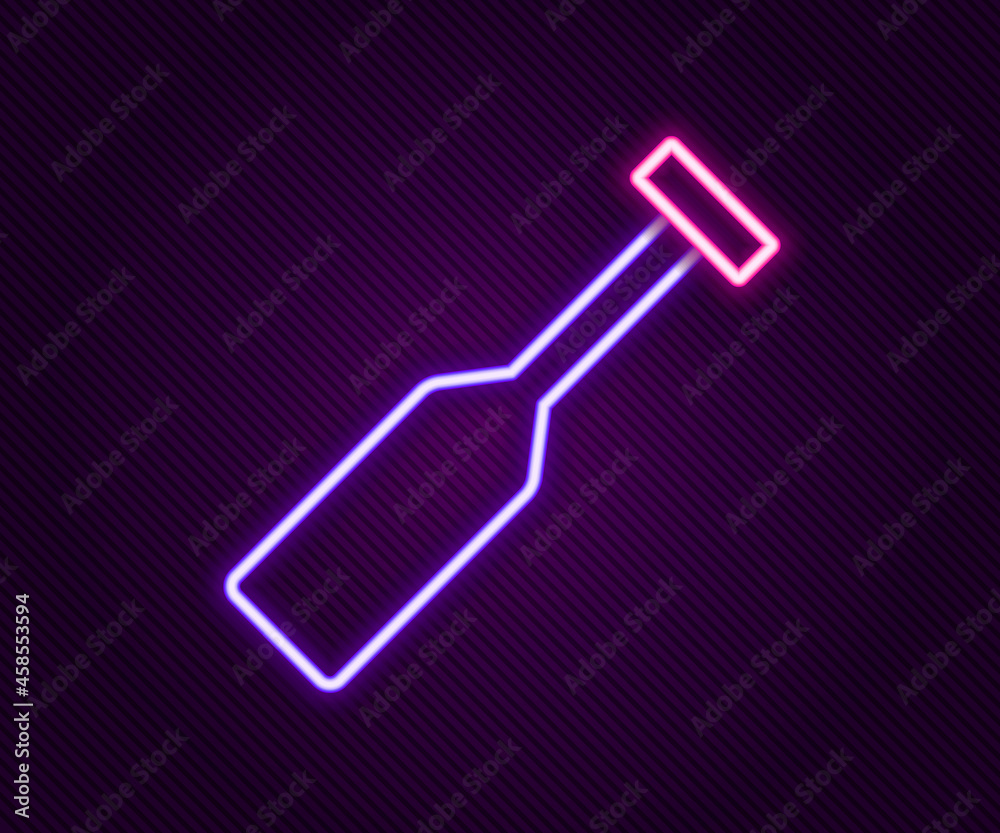 Glowing neon line Paddle icon isolated on black background. Paddle boat oars. Colorful outline concept. Vector Glowing neon line Paddle icon isolated on black background. Paddle boat oars. Colorful outline concept. Vector