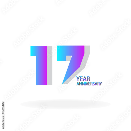 17th anniversary event party. Vector illustration. numbers template for Celebrating.