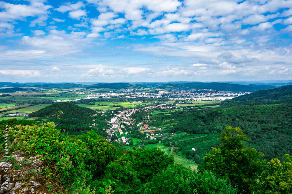 View of the town of Humenne from the castle of Jasenov Slovakia