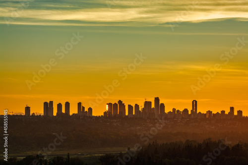Expressive sunset in Metrotown of Vancouver  Canada