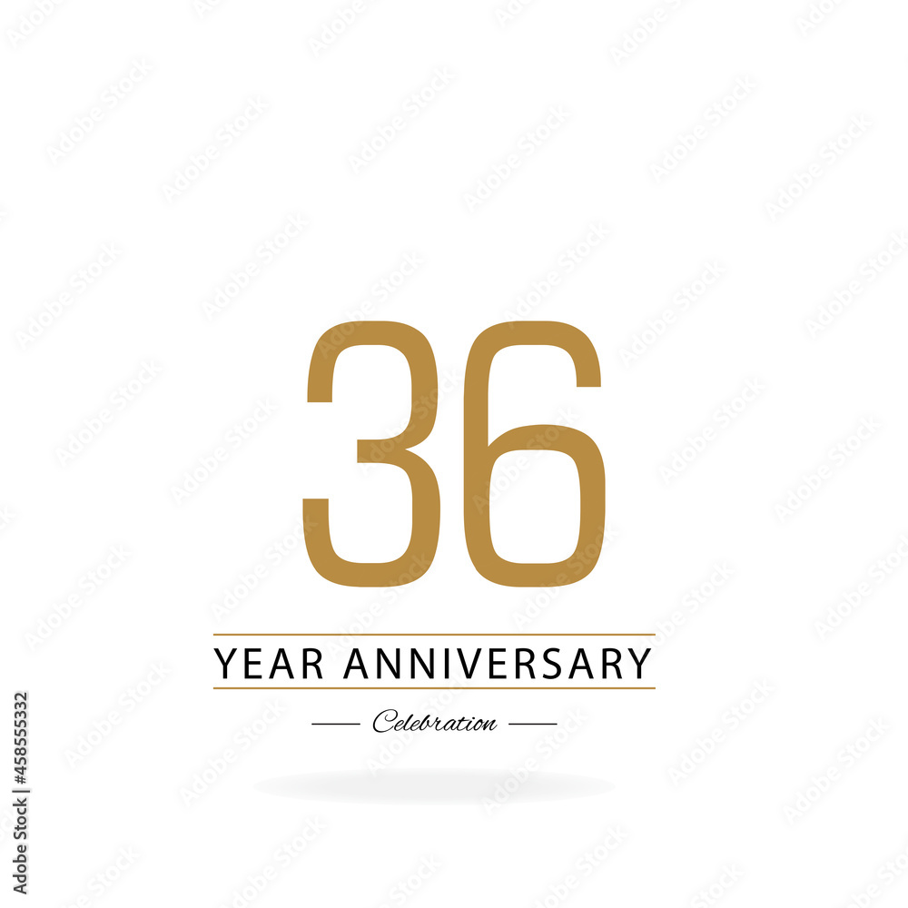36 th anniversary event party. Vector illustration. numbers template for Celebrating.