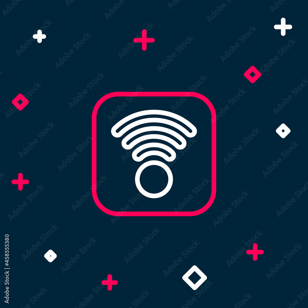 Line Wi-Fi wireless internet network symbol icon isolated on blue background. Colorful outline concept. Vector Line Wi-Fi wireless internet network symbol icon isolated on blue background. Colorful outline concept. Vector