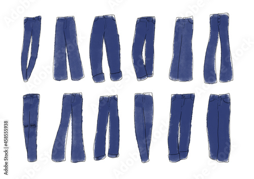 ネイビージーンズのイラストセット
