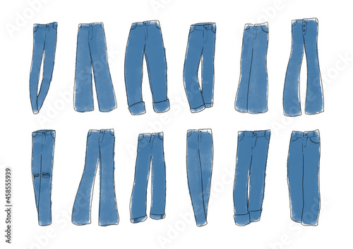 ブルージーンズのイラストセット