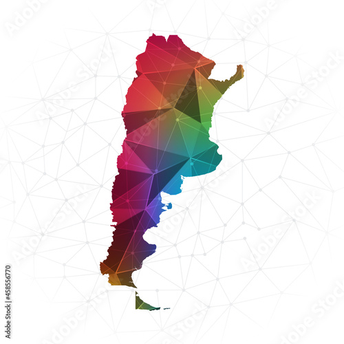 Argentina Map - Abstract polygon vector illustration low poly colorful style gradient graphic on white background