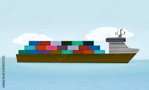 Cargo containers ship. vector illustration