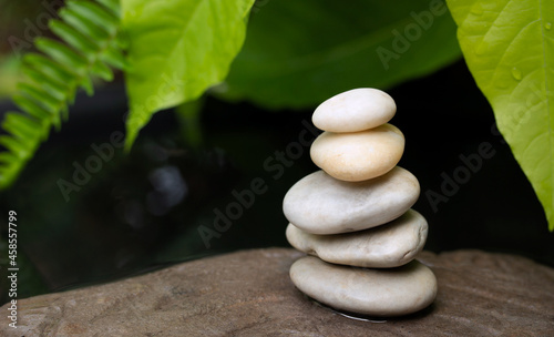 zen stones and leaves