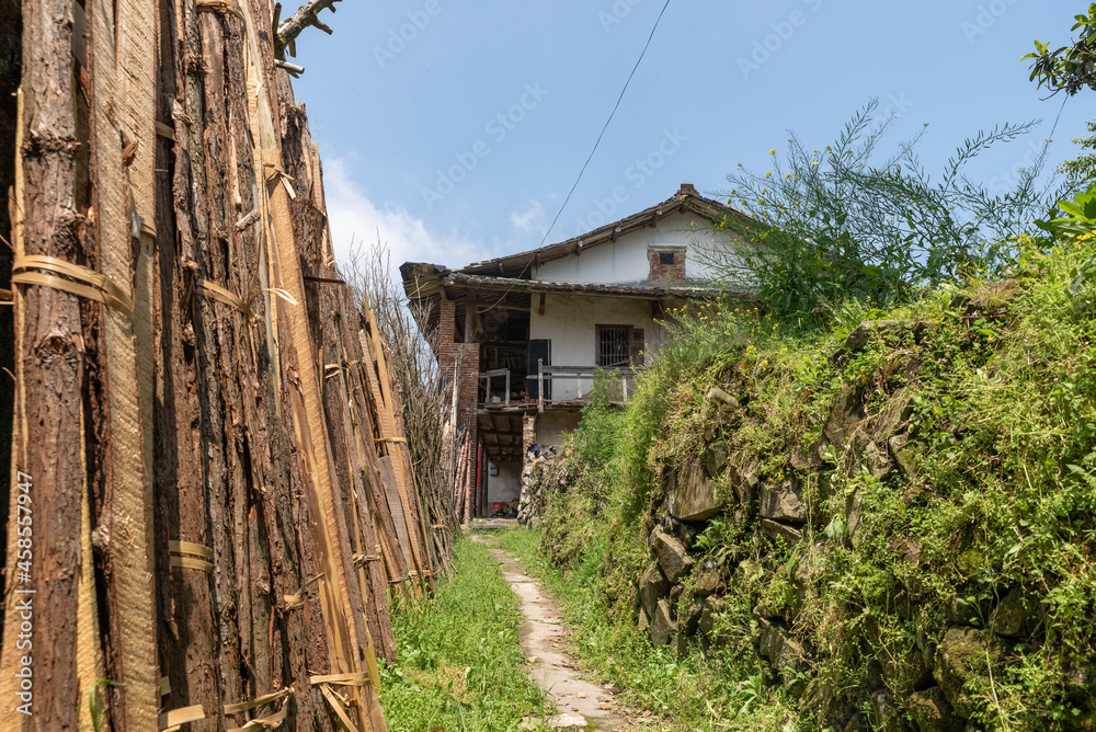Old houses and roads in the countryside
