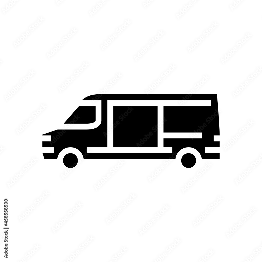 cargo van car glyph icon vector. cargo van car sign. isolated contour symbol black illustration