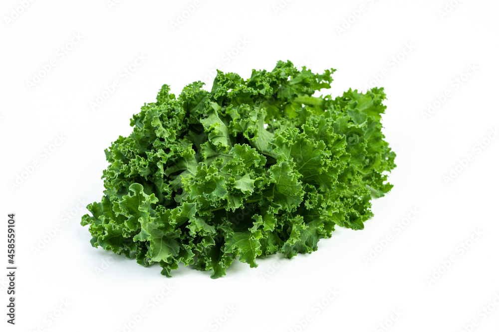 Kale leaf salad vegetable isolated on white background. Creative layout made of kale closeup. Kale leaf salad vegetable isolated on white background. Creative layout made of kale closeup.