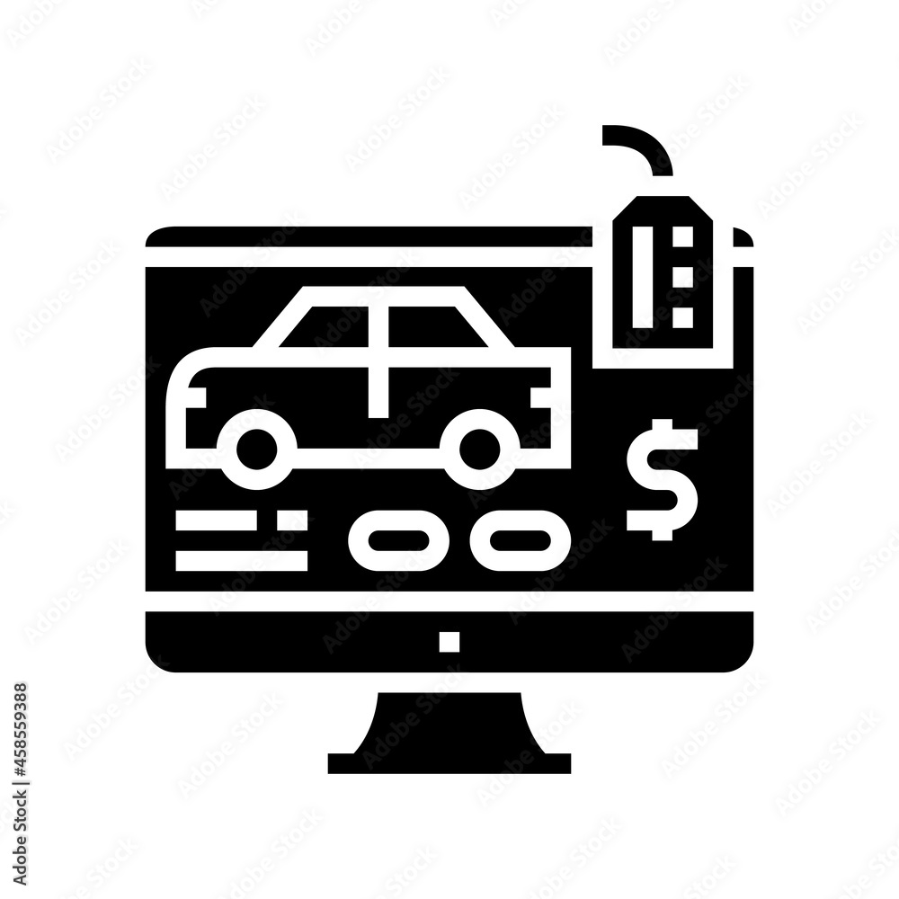 buy car online glyph icon vector. buy car online sign. isolated contour symbol black illustration buy car online glyph icon vector. buy car online sign. isolated contour symbol black illustration