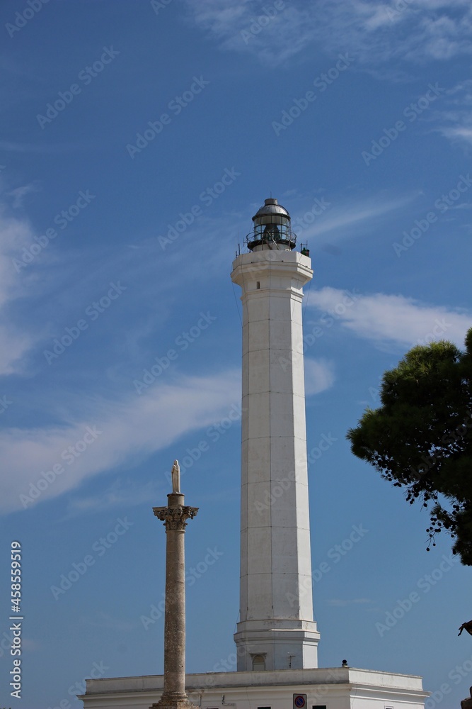 Italy, Salento: Lighthouse and obelisk of Santa maria of Leuca.