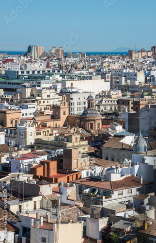 Vista aérea del centro histórico de la ciudad de Valencia, España