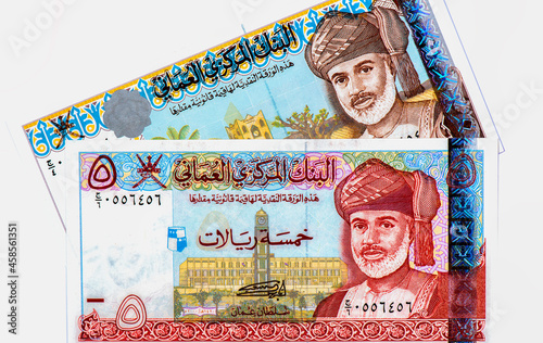 Sultan Qaboos bin Said Al Said of Oman, Portrait from Oman 5 - 10 Rials 2000 Banknotes. photo