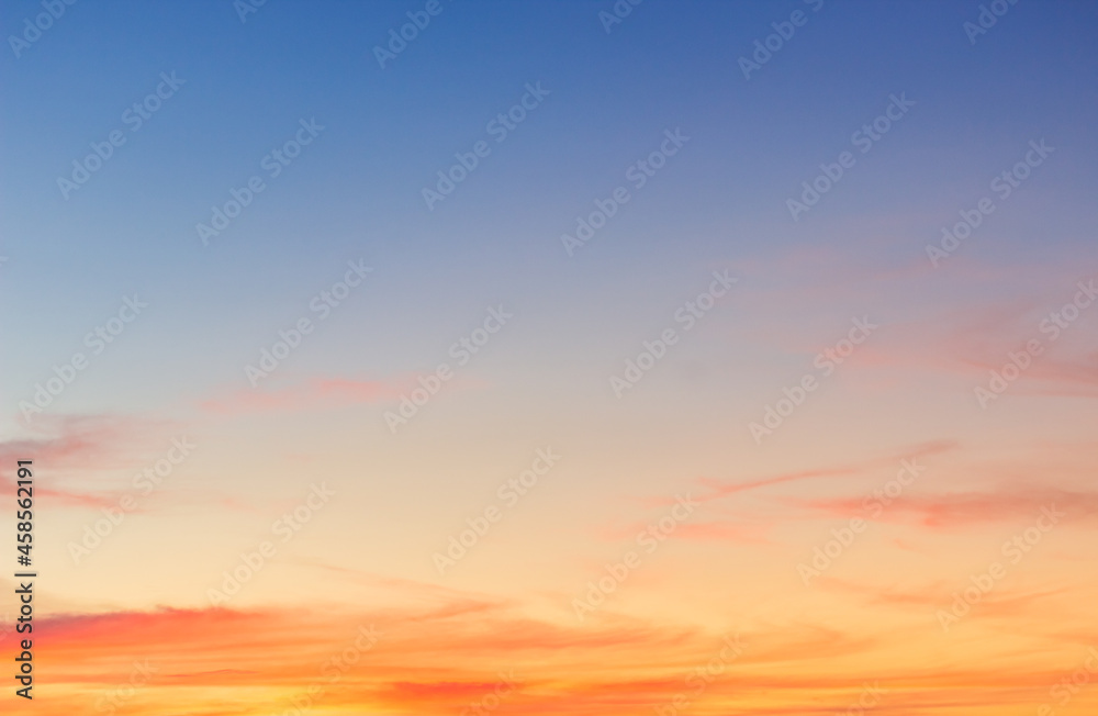 sunset sky background with colorful sunlight