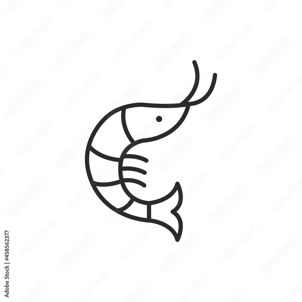 Obraz premium Shrimp icon, logo. Shrimp icon isolated on white background. Vector illustration