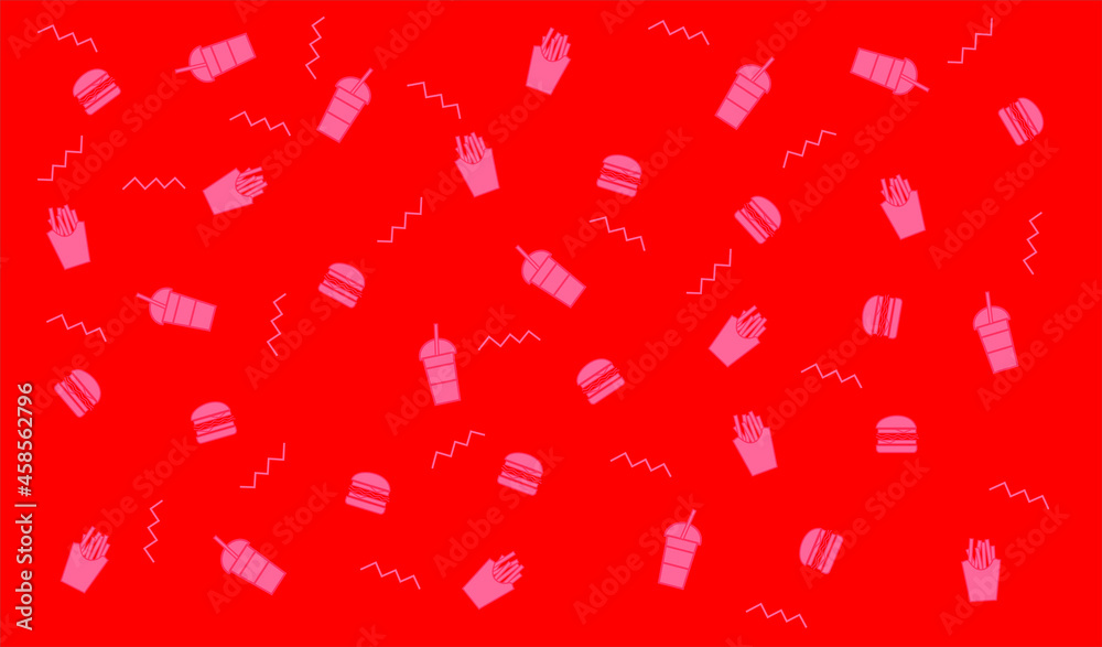 Food icons on red background Food icons on red background