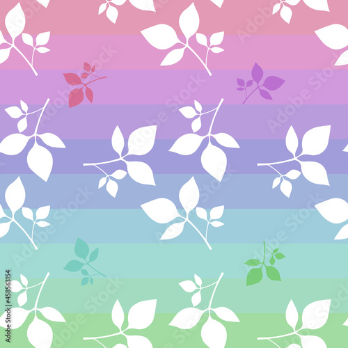 leaves rainbow background seamless pattern vector illustration