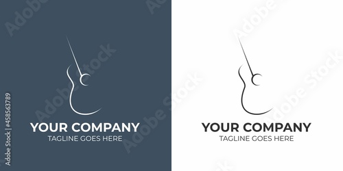 Simple line art logo, outline logo. Suitable for your guitar shop, studio, and concert logo design