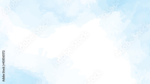 Blue watercolor abstract background texture. Abstract grunge light blue watercolor background. Aquarelle painted azure gradient color splashing on textured paper.
