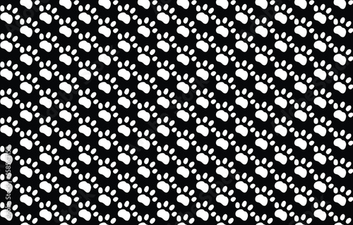 black and white vector dog footprint pattern
