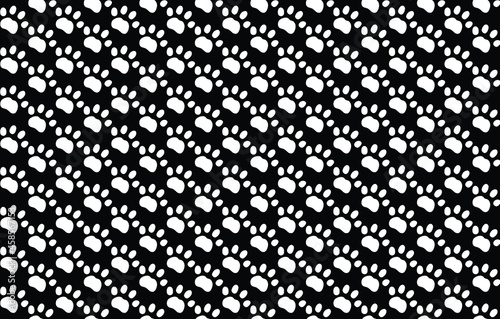 black and white vector dog footprint pattern