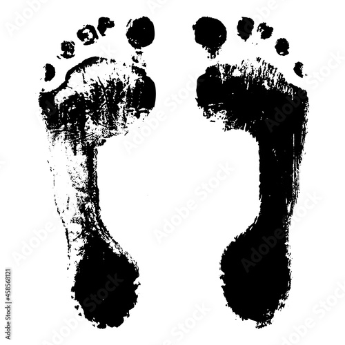 Feet prints of child. Imprint of boy feet, texture. Vector illustration