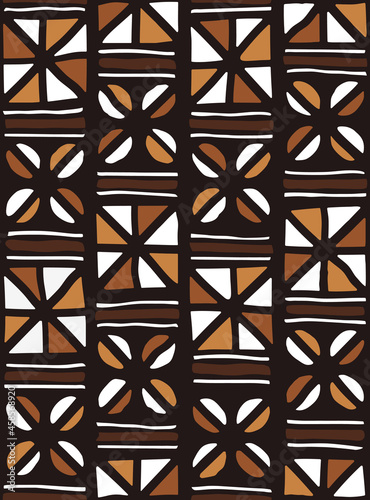 African Print Fabric. Vector Seamless Tribal Pattern. Traditional Ethnic Hand Drawn Ornament for your Design Cloth, Carpet, Rug, Wrap photo