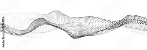 Futuristic technology. Digital cyberspace. Abstract vector wave with moving particles. Big data analytics.