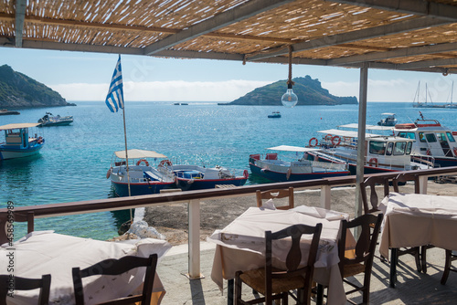 Table in restaurant with beautiful sea view