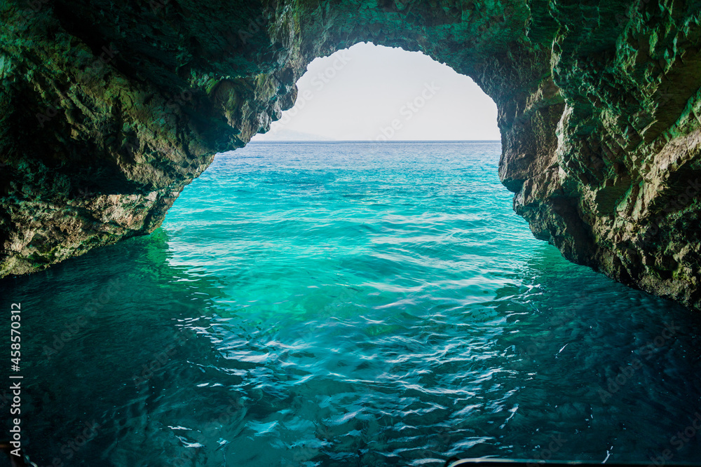 The famous Blue Caves in Zakynthos island, Greece