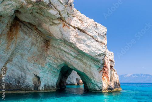 The famous Blue Caves in Zakynthos island, Greece