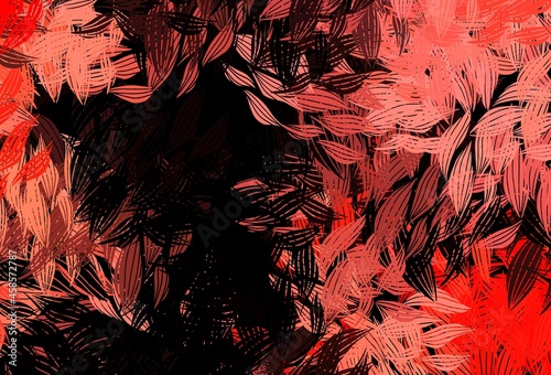 Dark Red vector natural artwork with leaves.
