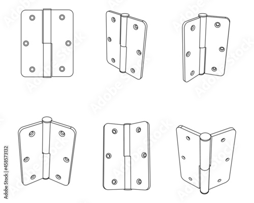 Vector set of simple door hinge