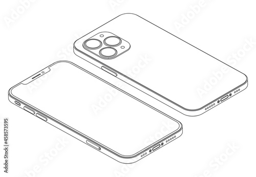 Vector modern isometric phone line art