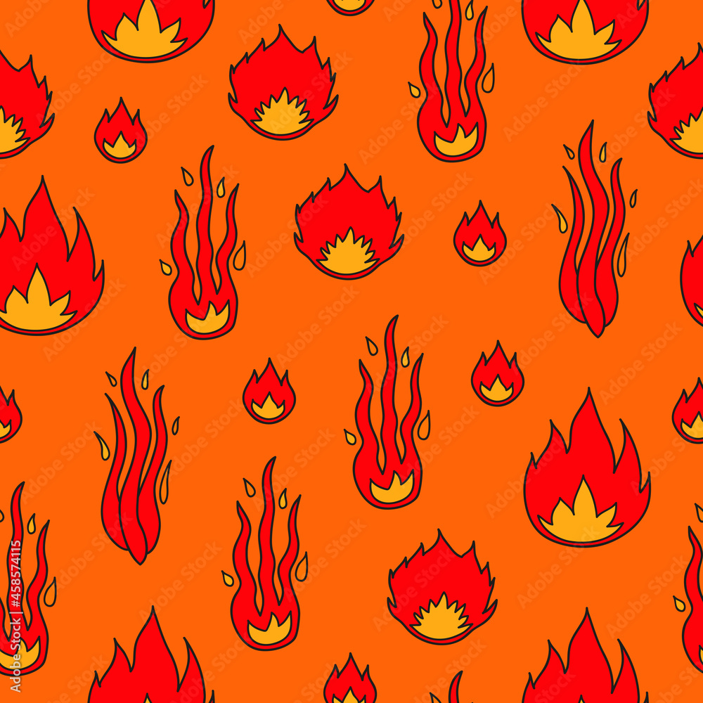 Seamless pattern with fire flames.