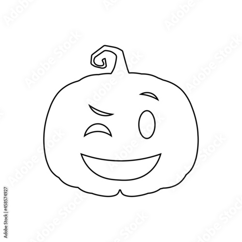 Halloween scary pumpkin in flat style Holiday cartoon concept