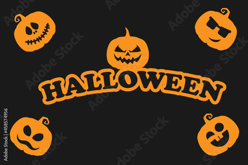 Happy Halloween logo banner in orange colors for Halloween day