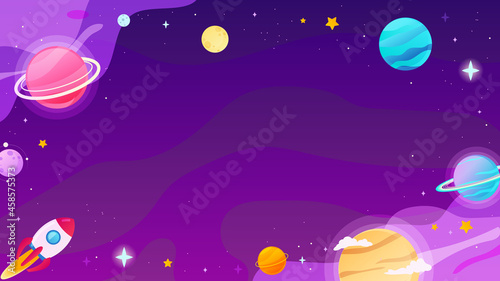Universe and Space frame Background vector illustration. Galaxy purple theme 
