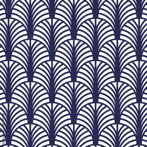 Vintage Art Deco seamless pattern. Geometric decorative texture. Minimalistic geometric design. Vector blue lines illustration
