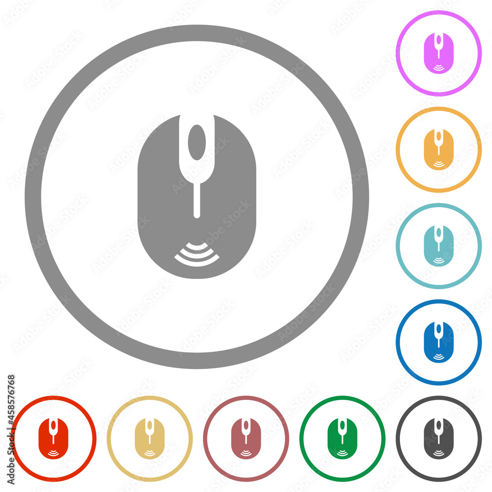 Wireless computer mouse flat icons with outlines Wireless computer mouse flat icons with outlines