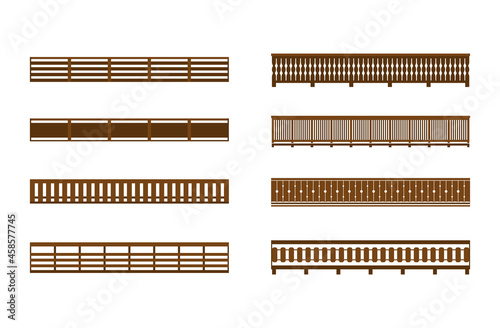 Set of wooden balconies.