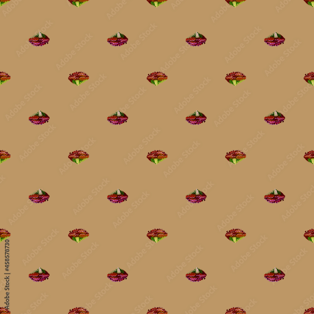 Seamless pattern lola rosa salad on light brown background. Minimalism ornament with lettuce Seamless pattern lola rosa salad on light brown background. Minimalism ornament with lettuce