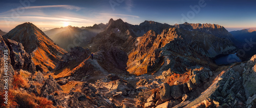 Poland Tatras from peak Szpiglasowy, Nice mountain landscape in Europe at sunrise over Morskie oko © TTstudio