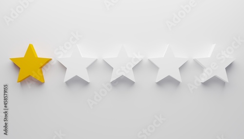 Fototapeta Naklejka Na Ścianę i Meble -  One of five star rating on white background. Business services rating concept. 3d rendering